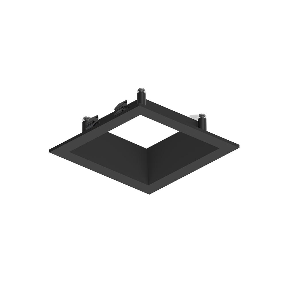 3" Apollo Square Flanged Downlight Trim, Black Finish