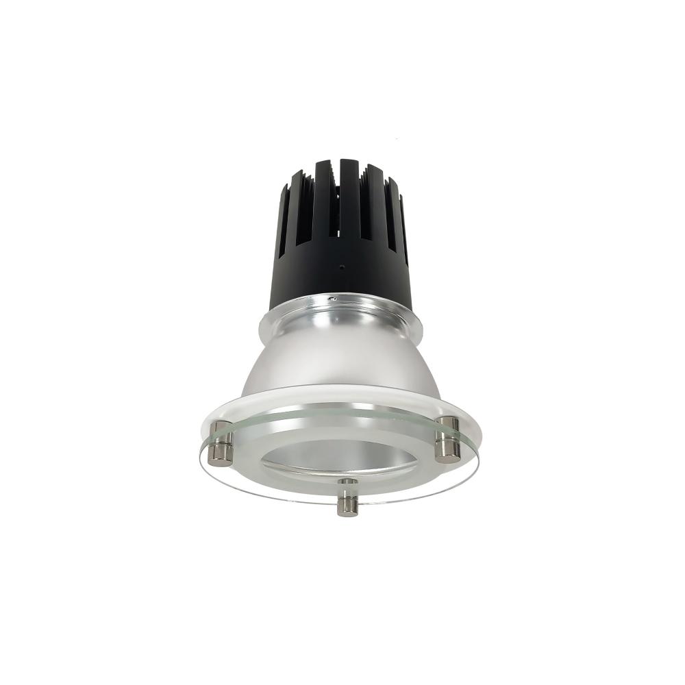 4" Sapphire III Round Deco Glass Reflector, 2500lm, 3500K, Flood Optic, Matte Powder White