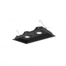 Nora NMRT3-2RL440FBB - Two-Head Flanged LED Multiple Lighting Trim, 3000lm per Head w/ Flood Optic, 4000K, Regressed Black
