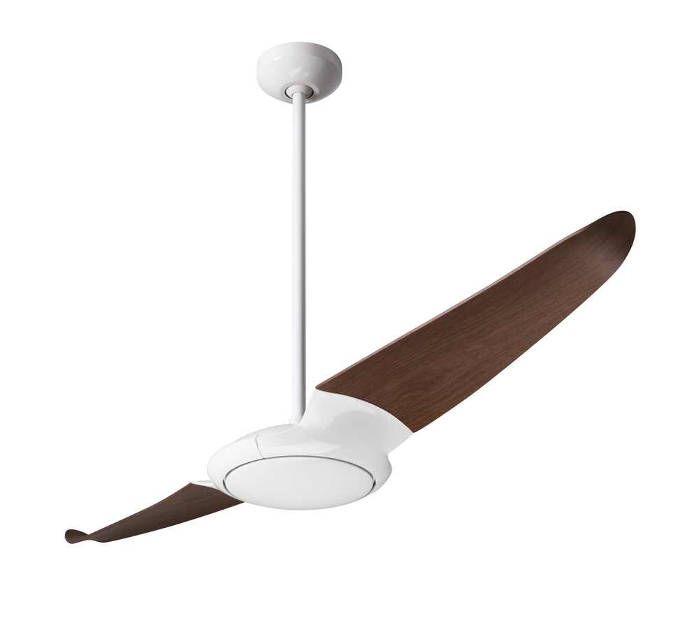 IC/Air (2 Blade ) Fan; Gloss White Finish; 56" Mahogany Blades; No Light; Wall/Remote Combo Cont