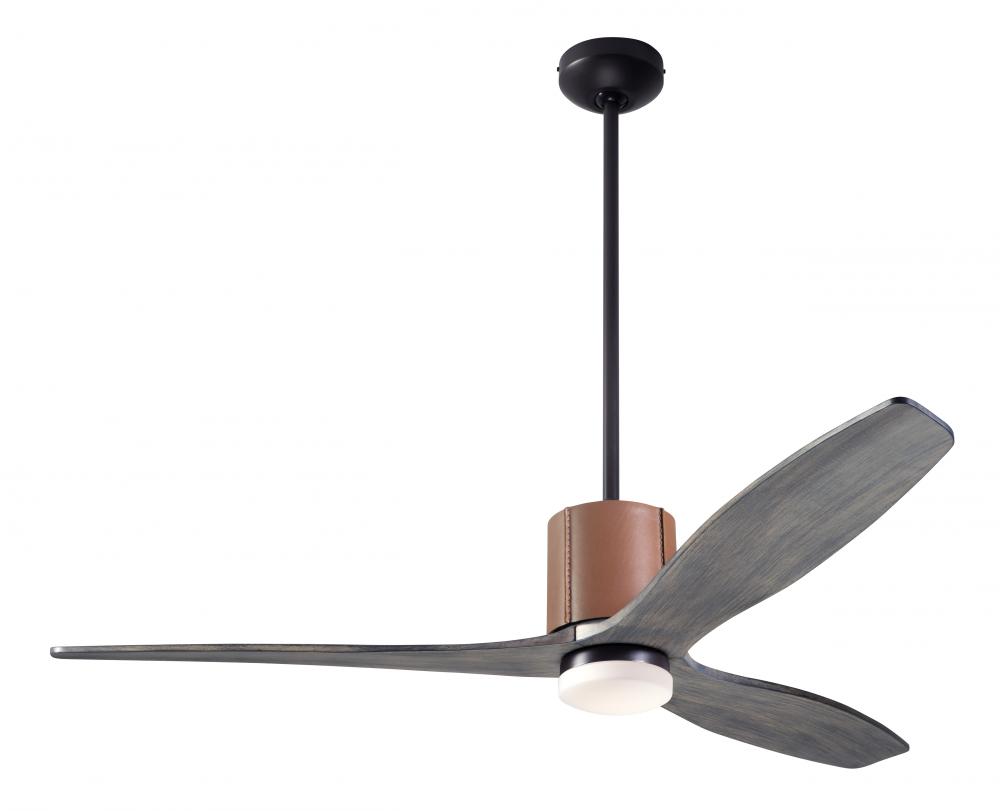 LeatherLuxe DC Fan; Dark Bronze Finish with Tan Leather; 54" Graywash Blades; 17W LED; Wall/Remo