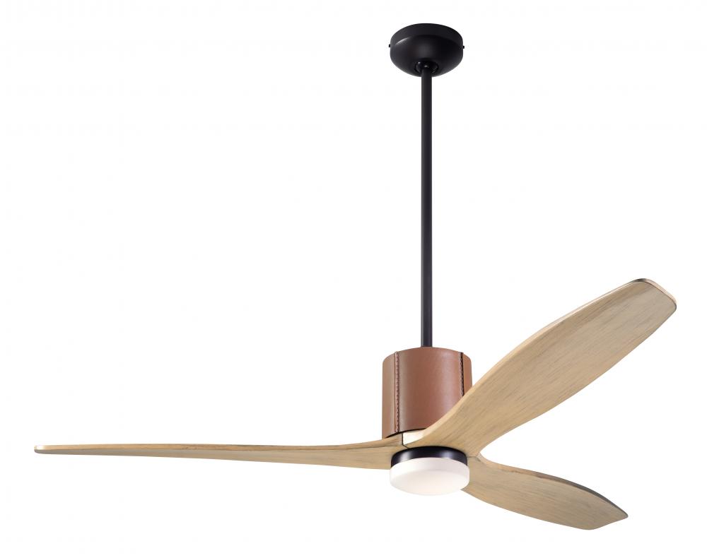 LeatherLuxe DC Fan; Dark Bronze Finish with Tan Leather; 54" Maple Blades; 17W LED; Wall/Remote