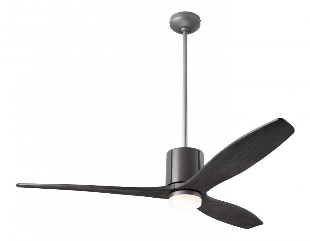LeatherLuxe DC Fan; Graphite Finish with Gray Leather; 54" Ebony Blades; 17W LED; Wall/Remote Co