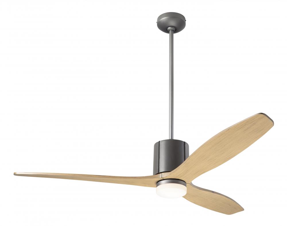 LeatherLuxe DC Fan; Graphite Finish with Gray Leather; 54" Maple Blades; 17W LED; Wall/Remote Co