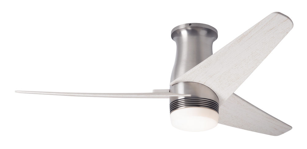 Velo Flush DC Fan; Bright Nickel Finish; 48" Whitewash Blades; 17W LED; Wall/Remote Combo Contro