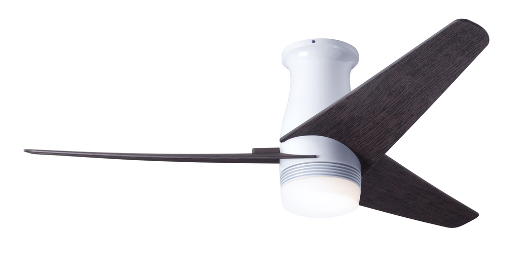 Velo Flush DC Fan; Gloss White Finish; 48" Ebony Blades; 17W LED; Wall/Remote Combo Control