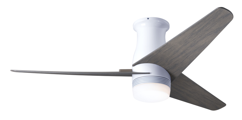 Velo Flush DC Fan; Gloss White Finish; 48" Graywash Blades; 17W LED; Wall/Remote Combo Control