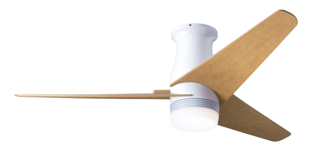 Velo Flush DC Fan; Gloss White Finish; 48" Maple Blades; 17W LED; Wall/Remote Combo Control