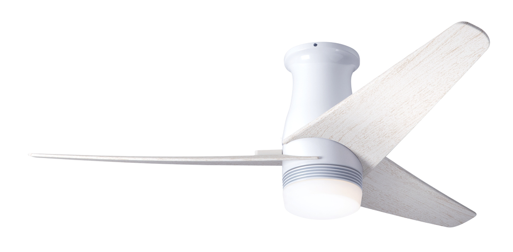 Velo Flush DC Fan; Gloss White Finish; 48" Whitewash Blades; 17W LED; Wall/Remote Combo Control