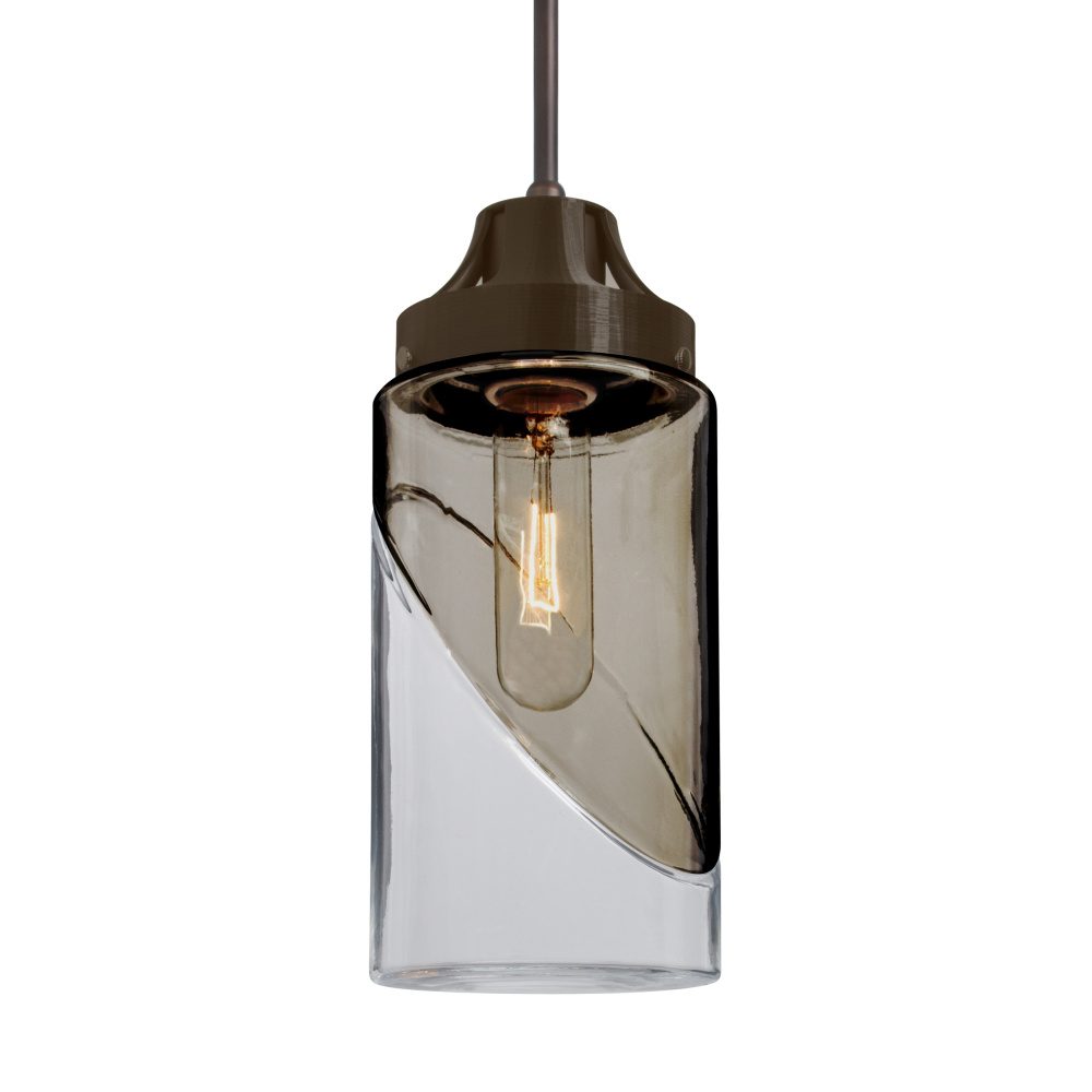 Besa, Blink Cord Pendant, Trans. Smoke/Clear, Bronze Finish, 1x4W LED Filament
