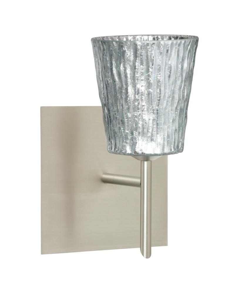 Besa Wall With SQ Canopy Nico 4 Satin Nickel Stone Silver Foil 1x40W G9