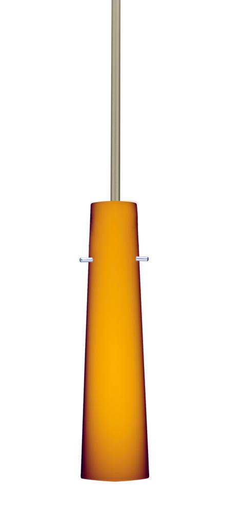 Besa Camino Stem Pendant Satin Nickel Amber Matte 1x40W E12 base