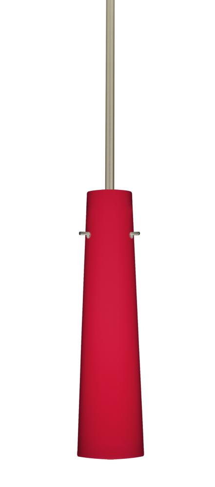 Besa Camino Stem Pendant Satin Nickel Ruby Matte 1x40W E12 base