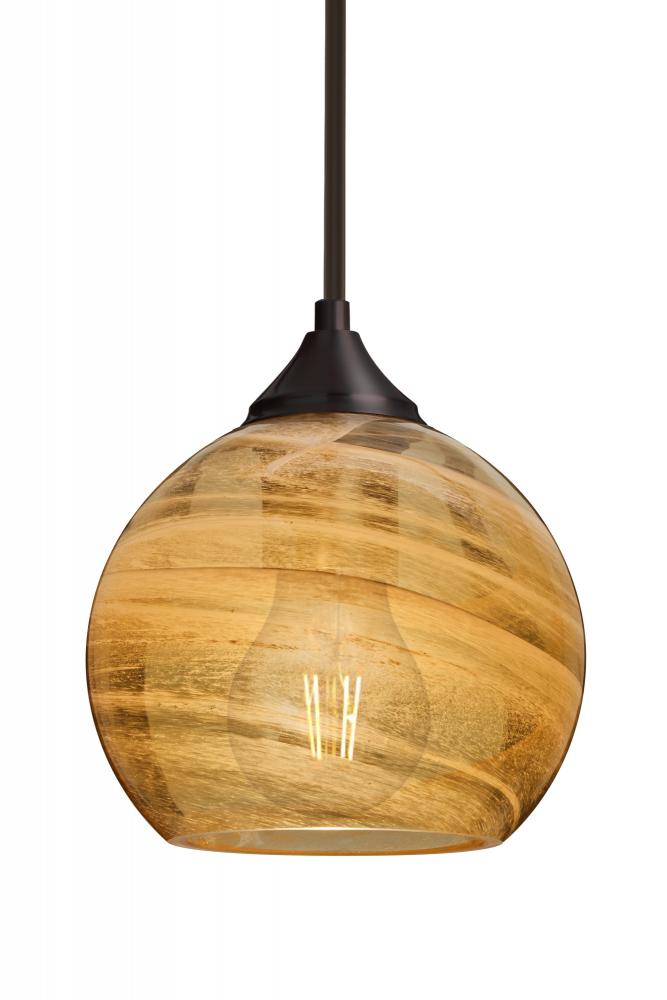 Besa, Jilly Stem Pendant, Vapor Amber, Bronze Finish, 1x5W LED Filament, 15Ft. Cord
