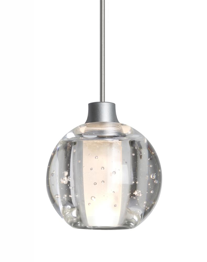 Besa, Boca 5 Cord Pendant, Clear Bubble, Satin Nickel Finish, 1xMAX GY6.35 Base