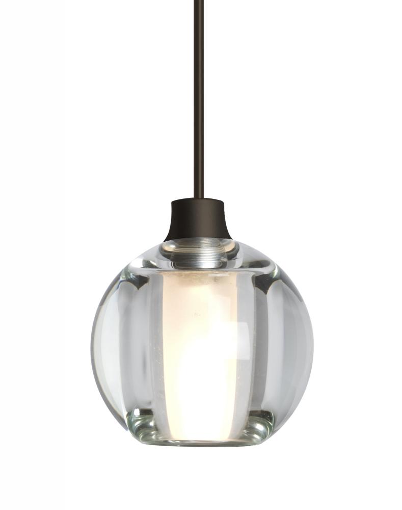 Besa, Boca 5 Cord Pendant, Clear, Bronze Finish, 1x35W Halogen