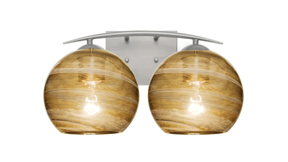 Besa, Jilly Vanity, Vapor Amber, Satin Nickel Finish, 2x5W LED Filament