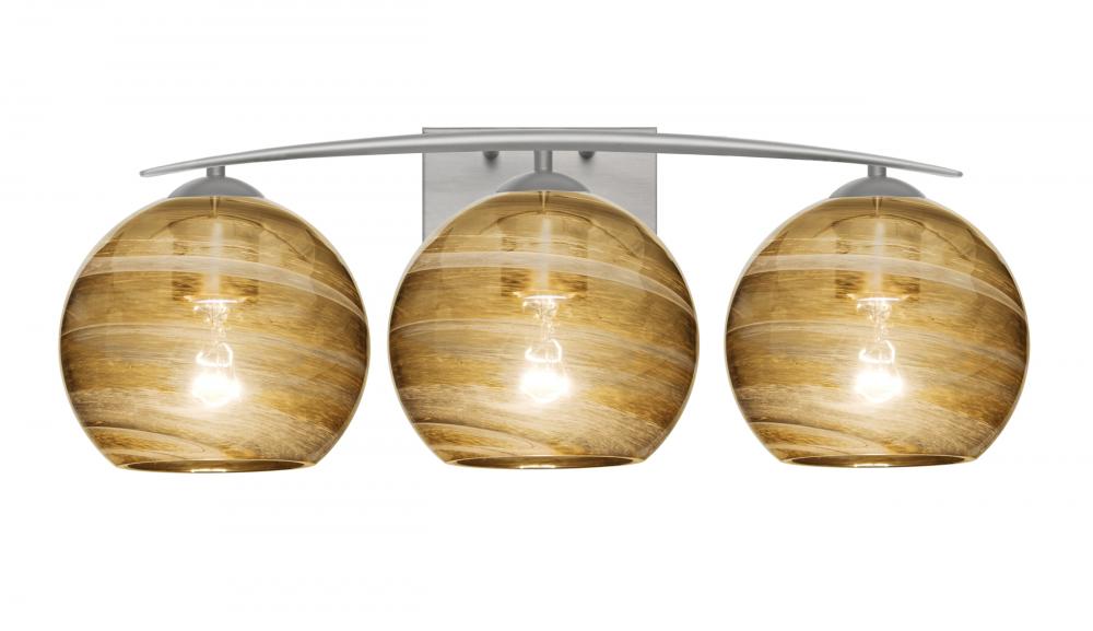 Besa, Jilly Vanity, Vapor Amber, Satin Nickel Finish, 3x60W Medium Base