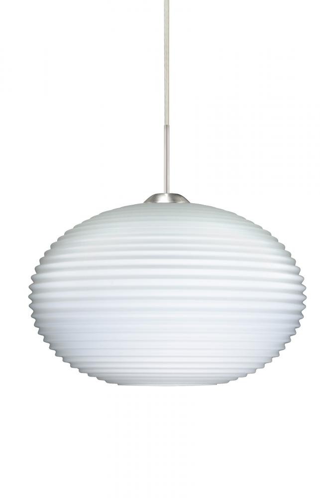 Besa Pendant For Multiport Canopy Pape 12 Satin Nickel Opal Ribbed 1x100W Medium Base