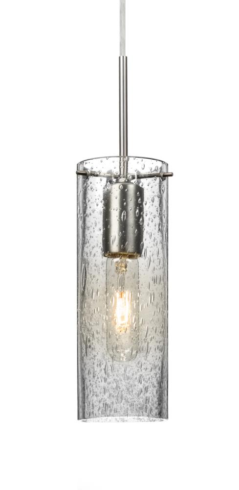 Besa, Juni 10 Pendant For Multiport Canopy, Clear Bubble, Satin Nickel, 1x60W Medium Base