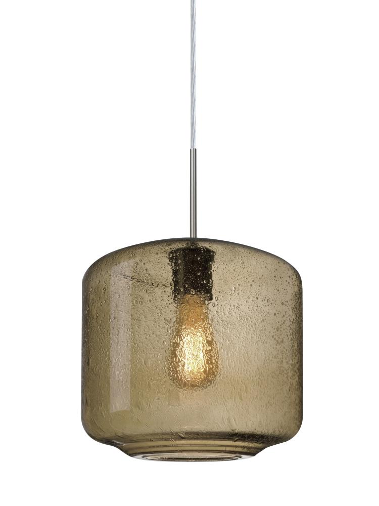 Besa Niles 10 Pendant For Multiport Canopy, Smoke Bubble, Satin Nickel Finish, 1x4W LED Filament