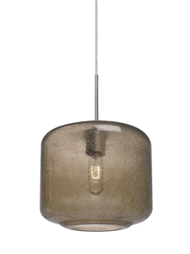 Besa Niles 10 Pendant For Multiport Canopy, Smoke Bubble, Satin Nickel Finish, 1x60W Medium Base