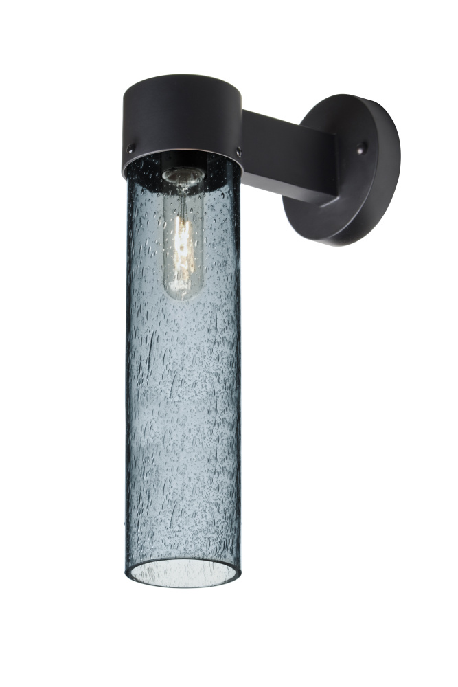Besa, Juni 16 Outdoor Sconce, Blue Bubble, Black Finish, 1x4W LED Filament