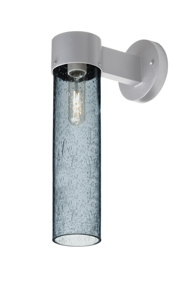 Besa, Juni 16 Outdoor Sconce, Blue Bubble, Silver Finish, 1x4W LED Filament