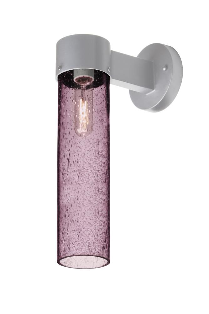 Besa, Juni 16 Outdoor Sconce, Plum Bubble, Silver Finish, 1x4W LED Filament