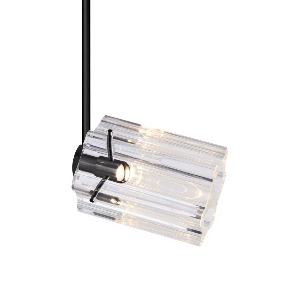 Besa Ice 4 Spotlight with 12" stem, Clear Glass, Black Finish, 1x3W LED