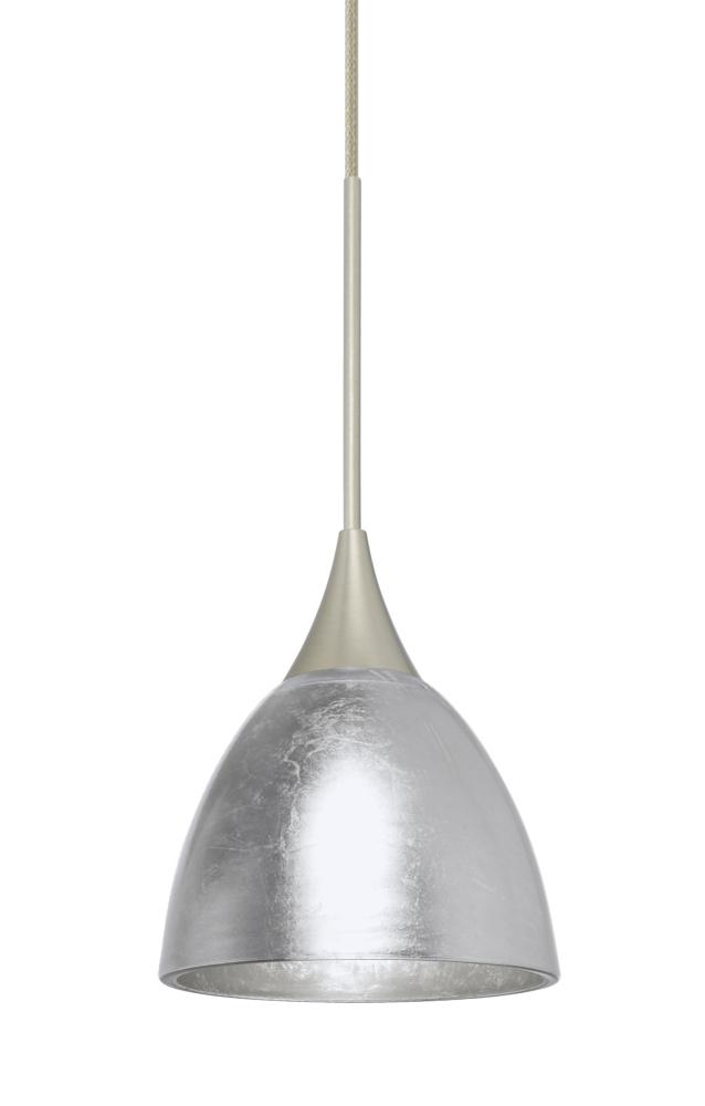 Besa Divi Pendant, Silver Foil, Satin Nickel, 1x50W MAX GY6.35