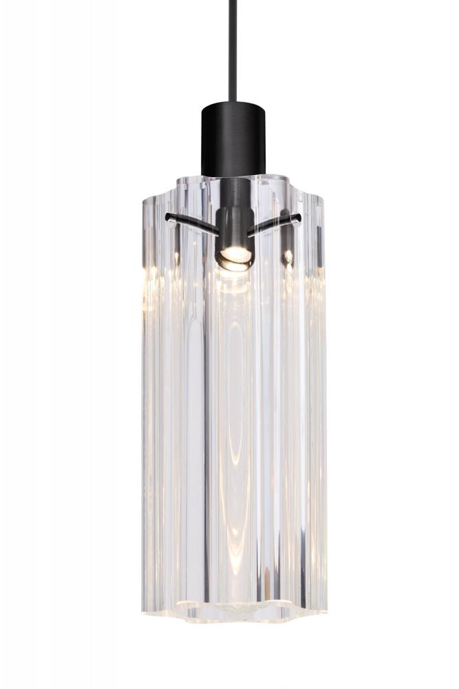 Besa Ice 7 Pendant for Multiport Canopy, Clear Glass, Black Finish, 1x35W MAX GY6.35 Base