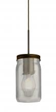 Besa Lighting 1JC-MILO4WF-EDIL-BR - Besa Pendant Milo 4 Bronze White Frost 1x5W LED Filament