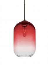 Besa Lighting 1JC-OMEGA12RD-BR - Besa, Omega 12 Cord Pendant, Red/Clear, Bronze Finish, 1x60W Medium Base