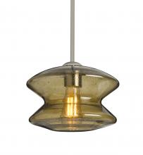 Besa Lighting 1TT-ZENLT-EDIL-SN - Besa, Zen Stem Pendant , Latte Bubble, Satin Nickel Finish, 1x8W LED Filament