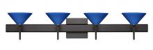 Besa Lighting 4SW-282484-LED-BR-SQ - Besa Wall With SQ Canopy Kona Bronze Blue Starpoint 4x5W LED