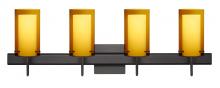 Besa Lighting 4SW-G44007-LED-BR-SQ - Besa Pahu 4 Wall With SQ Canopy 4SW Transparent Armagnac/Opal Bronze 4x5W LED