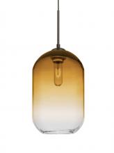 Besa Lighting J-OMEGA12AM-BR - Besa, Omega 12 Cord Pendant For Multiport Canopies, Amber/Clear, Bronze Finish, 1x60W Medium Base