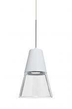 Besa Lighting XP-TIMO6WC-LED-SN - Besa, Timo 6 Cord Pendant, Clear/White, Satin Nickel Finish, 1x9W LED