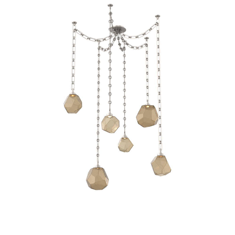 Gem Multi Light Pendant Multi Port Canopy Beige Silver