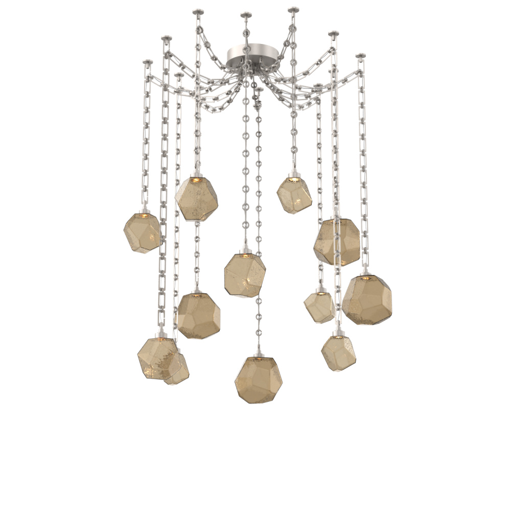 Gem Multi Light Pendant Multi Port Canopy Beige Silver