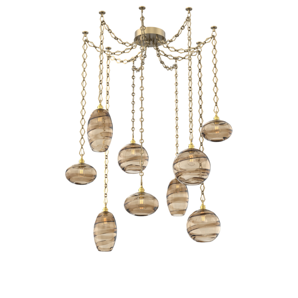 Misto Multi Light Pendant Multi Port Canopy Gilded Brass