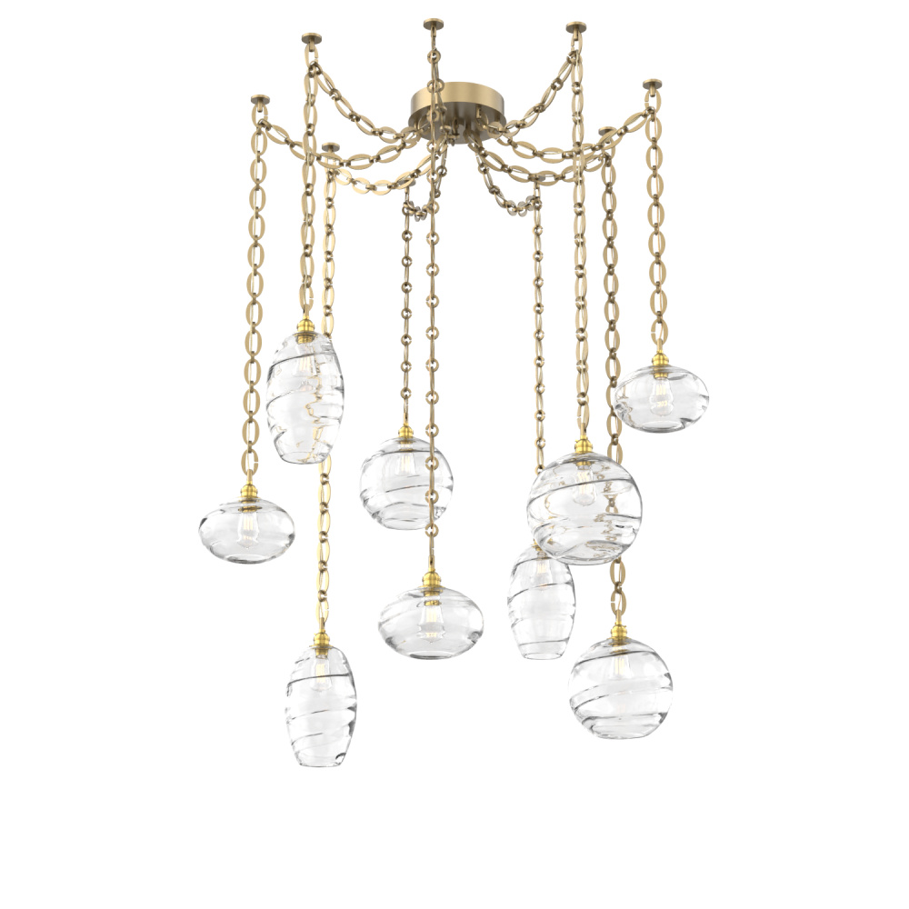 Misto Multi Light Pendant Multi Port Canopy Gilded Brass