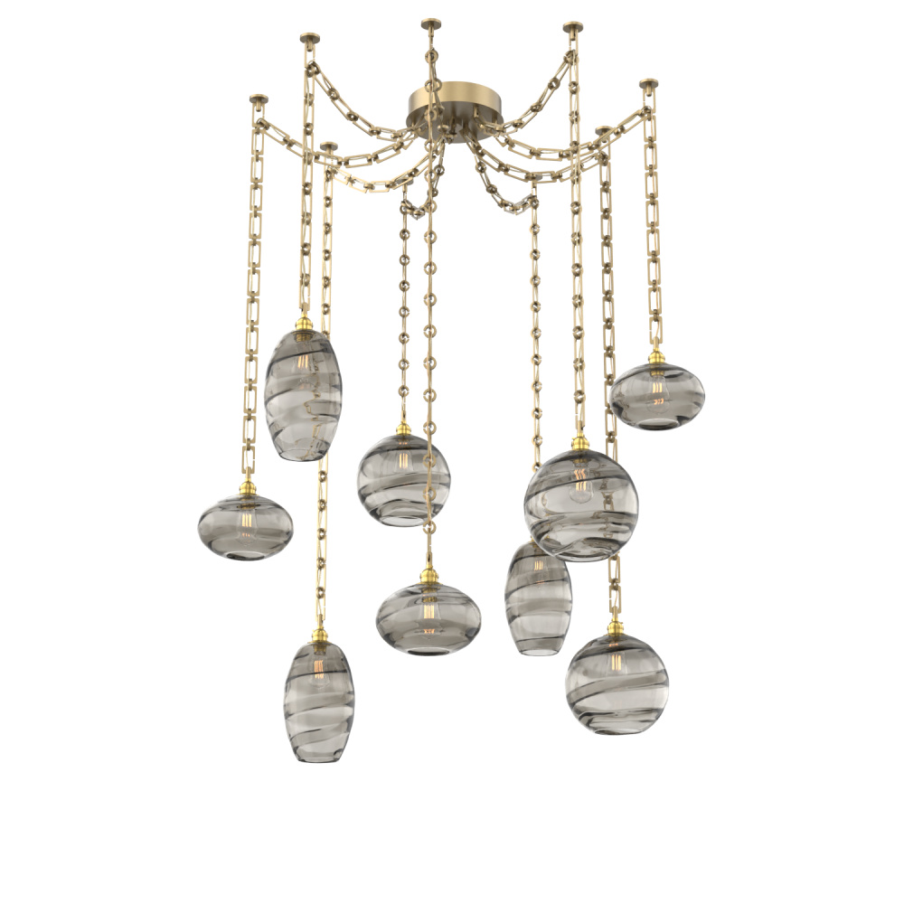 Misto Multi Light Pendant Multi Port Canopy Gilded Brass