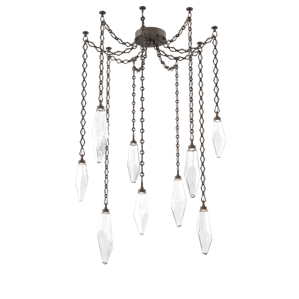 Rock Crystal Multi Light Pendant Multi Port Canopy Flat Bronze