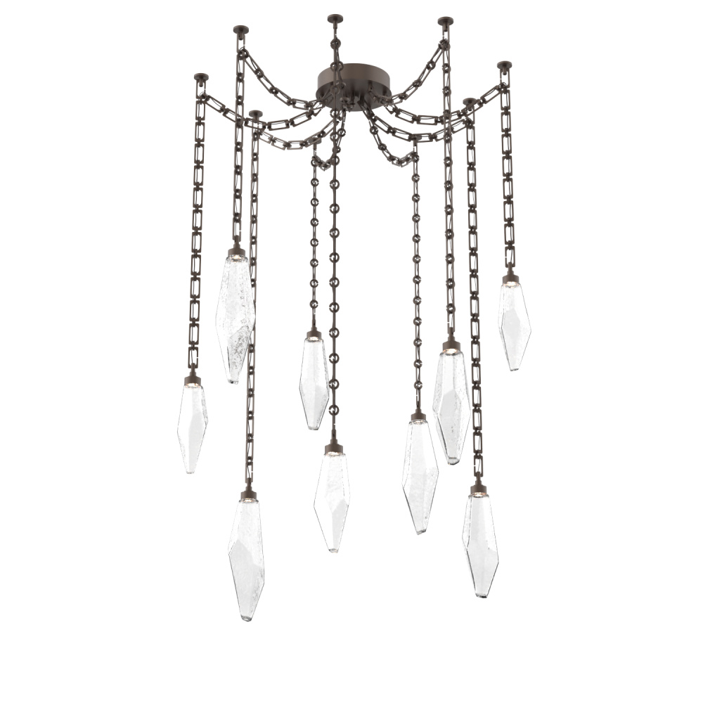 Rock Crystal Multi Light Pendant Multi Port Canopy Flat Bronze