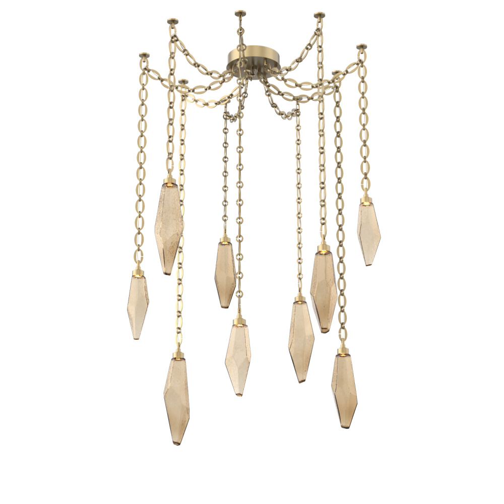 Rock Crystal Multi Light Pendant Multi Port Canopy Gilded Brass
