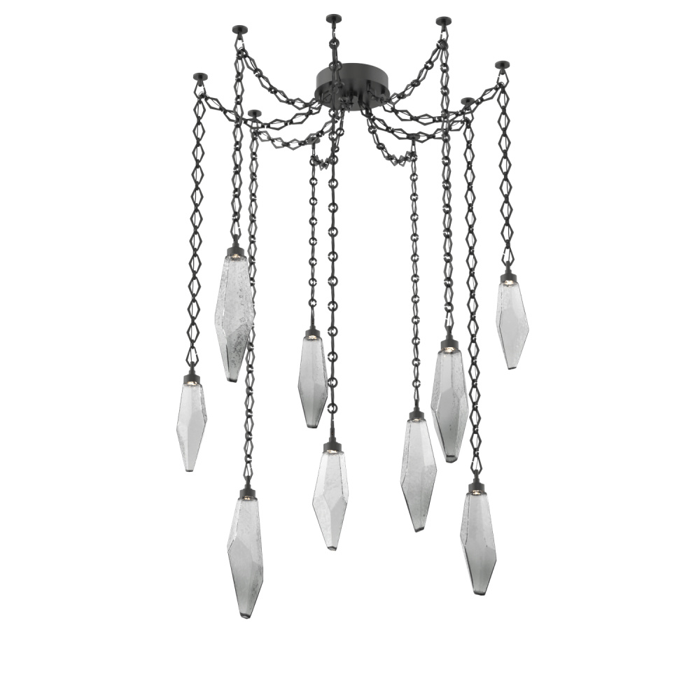 Rock Crystal Multi Light Pendant Multi Port Canopy Matte Black