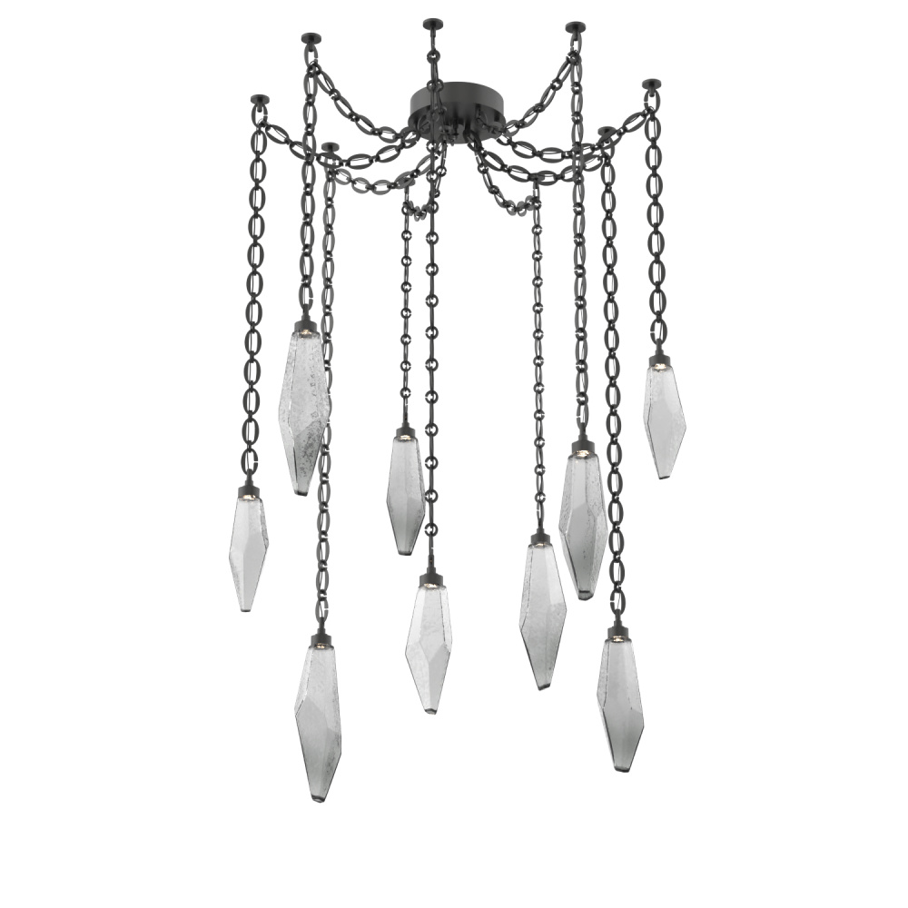 Rock Crystal Multi Light Pendant Multi Port Canopy Matte Black