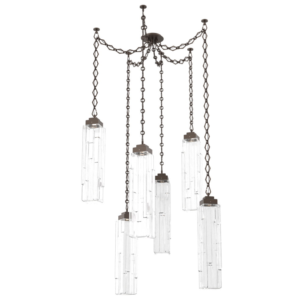 Ledgestone Multi Light Pendant Multi Port Canopy Flat Bronze